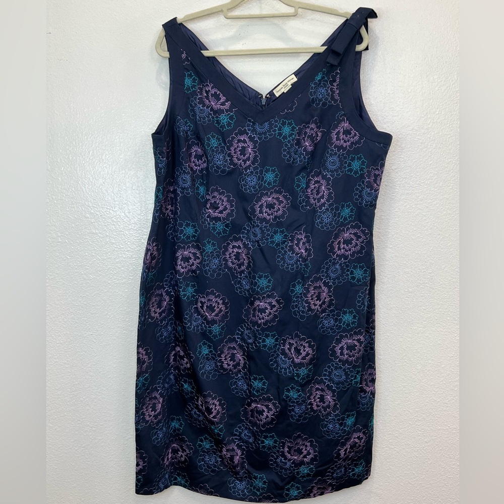 Amanda Smith Blue‎ Floral Embroidered Mini Sleeveless Dress Size 20